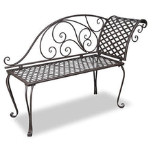 Lingjiushopping Panchina in metallo schienale con disegno marrone anticato Design: Scroll Panchine da esterno