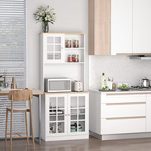 homcom Credenza Moderna in Legno MDF Bianco con 2 Vetrinette e 1 Scaffale con Mensole Regolabili, 80 x 37 x 183 cm