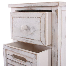 Mendler Serie Vintage scaffale cassettiera Legno paulonia 4 cassetti 25x30x74cm Bianco