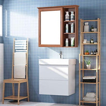 ZTGL Armadietto Multiuso per Specchio da Bagno, Organizer per Medicinali da Cucina a Parete con Ripiano Aperto, Decorazione Domestica,Marrone,27.5"