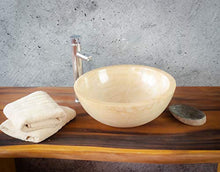 Rococo - Lavabo in onice tipo ciotola rotonda (immagini realistiche). Dimensioni: 40 x 40 x 15 cm