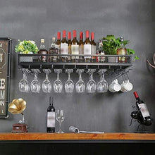 LLT Wine Rack, Cremagliera Della Decorazione Della Parete Della Novità, Wine Rack Vetro Mensola Montato Porta Supporto Della Cremagliera Del Vino Del Metallo Europeo Vetro Iron & Wine Hanging,Nero,10