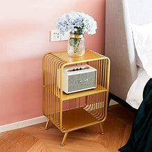 DGHJK Mobili per la casa, Comodino, Camera da Letto, ripiano in Ferro battuto Dorato, scaffale a 2 Livelli, Divano Moda nordica, tavolino, portariviste, 41x30x65 cm