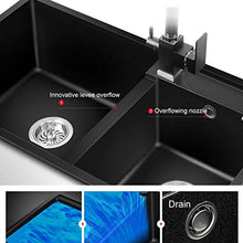 Lavandino Nero Ristrutturazione Lavandino Lavandino Lavandino Ristorante Lavandino Doppio Lavabo Lavandino Lavapiatti Lavandino Attrezzature per bagni Vasca Doppia (Color : Black, Size : 72cm)