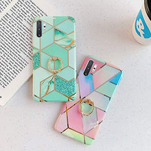 Saceebe Compatibile con Custodia Galaxy Note 10 plus/Note 10 pro Silicone TPU Moda Silicone Cover in TPU Marmo Muster Dipinto TPU Coperature in Silicone con Staffa ad anello Morbida Angraffio,Blu rosa