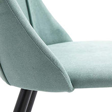 Set di 2 sedie per sala da pranzo, sedie da scrivania, sedie in metallo, seduta in tessuto, colore: verde