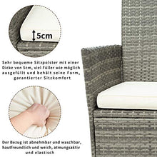 Belissy Panchina da giardino a 2 posti, resistente alle intemperie, in rattan sintetico, 2 posti, con 2 posti, cuscini da 5 cm, colore: grigio