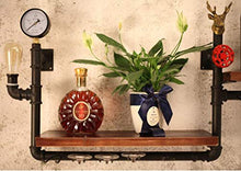 Portabottiglie da parete - Portabottiglie in vetro - Scaffali galleggianti - Arredamento per scaffali - Portabottiglie industriale rustico in metallo - Portabottiglie da parete LOFT - 120x20x50cm