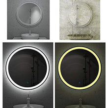 Specchio Rotondo retroilluminato a LED con Luce, Specchio cosmetico/da Barba a Parete, Bagno/Soggiorno/Hotel
