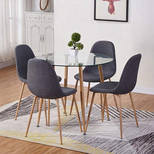 GOLDFAN Sedie da Pranzo Set Tessuto con 4 Sedie Sedia Lotto Soggiorno Ufficio Piedi in Metallo Sedile Morbido, Grigio