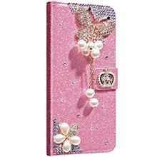 Saceebe Compatibile con iphone 11 Pro Max 6.5 Custodia pelle Glitter Cover a libro Glitter Diamante Strass Flip Case [Custodia corona perla farfalla] Rhinestone Portafoglio Pelle Cover Morbido,rosa