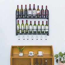 JXXDQ A Parete Metallo Ferro Bottiglia di Vino Rack E Supporto di Vetro, 2 Livelli di Storage Mensola della Parete della Decorazione - Nero (Size : 80cm)
