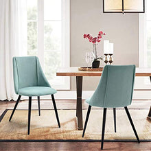 Set di 2 sedie per sala da pranzo, sedie da scrivania, sedie in metallo, seduta in tessuto, colore: verde