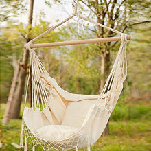 Sedia a hammock, oscillazione da giardino nappa bianca per bambini adulti con bastone in legno per stile nordico all'aperto indoor - 330 libbre di pesi capacità di comfort durata hamac avec support LH