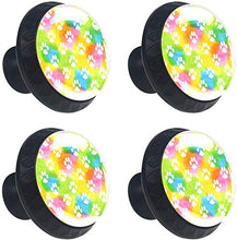 Cane animale dell'acquerello Cat Paw Colorful Pomelli per Porta Set di 4 Pomelli per Mobili Manopole per Cassetti Cucina Armadio Vetro