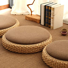 LTINN Rotondo Cuscino da Pavimento Tatami Tappetino A Mano Cuscino del Sedile Pouf Traspirabilità per Meditazione Yoga Cerimonia del tè-a, Cuscini ecologici, Soggiorno Balcone Giardino