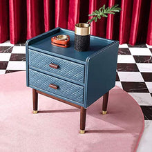 FGDSA Comodino in Stile Nordico, Comodino Blu con Doppio cassetto, Piccolo Armadio da Comodino, Comodino, Tavolo