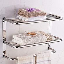 Ausla - Portasciugamani da bagno in acciaio inox, a 3 livelli, con porta asciugamani, porta asciugamani e aste da bagno, 55 x 45 x 21 cm