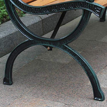 Terrazza all'aperto panchina da giardino panchina, Sedia per veranda da esterno 3 posti resistente alle intemperie con braccioli e schienale,Struttura ghisa e durevoli sedili a doghe in legno massel