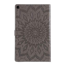 Artfeel Cover per Amazon Fire HD 10 2017,Sbalzato Girasole Pelle Smart Auto Sveglia/Sonno Custodia,Sottile Flip Portafoglio Supporto Caso con Porta Carte,Fiore Grigio