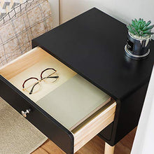YIFAA Comodini Camera da Letto Set da Scandinavo con Cassetto per Letto, Soggiorno, Ufficio (Nero - Set da 2, 42x32x50cm)