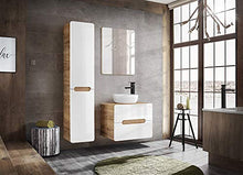 COMAD Lavabo Aruba con lavabo da appoggio, larghezza 60 cm, rovere americano, bianco lucido