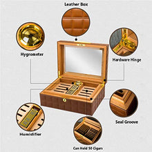 ZWSM Sigaro Humidor Fatto a Mano Sigaro di Legno Box Desktop Humidor Cedar Divider con Igrometro e Umidificatore può Ospitare 40-50,Nero