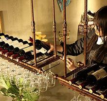 L.W.S Cremagliera Cremagliera del Vino Nuova Parete retrò Portavolo Metallo Ferro di Ferro da stoccaggio Bar Loft Soffitto Parete Appeso Wine Champagne Vetro Vino Vino Cicciole Calice Cremagliera del