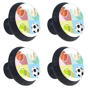 Set di 4 maniglie rotonde per armadio da cucina, credenza, cassettiera, cassettiera, con viti, per cucina, comò, armadietto, bagno, armadio, pallacanestro