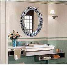 HFFFHA Specchio cosmetico per Il Bagno - Specchio retrò Europeo - Specchio ellittico - Specchio Decorativo - Specchio da Parete per Bagno - Cornice PU