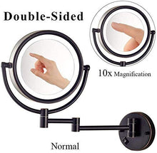 WZDD Specchio da Trucco da Parete Ingrandimento X10, Specchio Ingranditore con Luce Le, Pieghevole Rotazione a 360° Specchio Cosmetico per Il Bagno