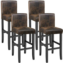 TecTake 800766 Set 4X Sgabelli da Bar, Pelle Sintetica, Legno Duro Massello, Arredamento Ergonomica, Casa Cucina Sala da Pranzo Arredo - Disponibile in Diversi Colori (Marrone Anticato | No. 403585)