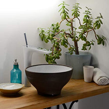 Lavabo da appoggio in ceramica, realizzato a mano, Ø 28 cm, colore: Marrone/Bianco