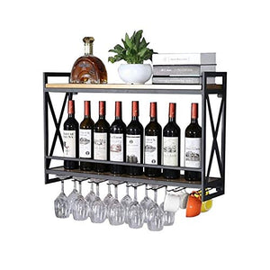 M-JH Portabottiglie, Supporto da Muro in Metallo Portabottiglie da Vino in Legno Montaggio a Parete Rustico Scaffale per Vino Scaffale portaoggetti (Dimensioni : 80x20×52cm)