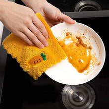 Sxgyubt Home Asciugamani Coral Velluto Ricamato Stracci Cucina Assorbimento Acqua Non Perde Panno Lavastoviglie, Maialino blu., One
