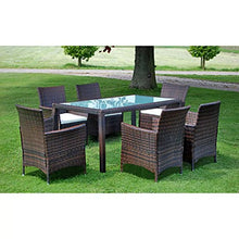Festnight Set Tavolo Rettangoalre e 6/8 Sedie Poltrone da Giardino Esterno in Poly Rattan Marrone/Nero,Set Mobili da Giardino in Rattan,Set Tavolo e Sedie da Pranzo da Giardino Esterno in Rattan