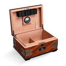 Minmin sigaro umidificato scatola alcolizzata europea retro stampa legno massello di cedro grande capacità 尺寸: 290 * 215 * 150mm accessori del sigaro (Design : A)