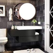 Specchio Contenitore per Bagno Specchio in Legno Massello con Ripiano Specchio per Trucco Mobile Pensile A Parete Tondo, Sinistra E Destra Push-Pull (Color : Brown, Size : 70cm/27.6inches)