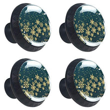 Set di 4 maniglie rotonde per armadio da cucina, credenza, cassettiera, cassettiera, con viti, per cucina, comò, armadietto, bagno, armadio, Natale dorato fiocco di neve
