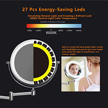 ZEPHBRA 8'' Specchio per Trucco con Luce a LED, Specchio Cosmetico Ingranditore, Specchio da Parete per Bagno Bilaterali 5X, 360° Girevole e Rotondo (Argento)