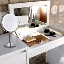 Specchio, Specchio per Il Trucco Specchio per Il Trucco Illuminato, Specchio cosmetico da appoggio bifacciale ingrandimento x1 / x10 con dimmerabile al Tocco e Altezza Regolabile, Alimentato a Batter