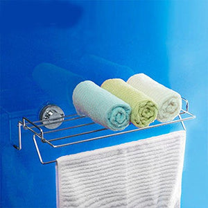 MBYW Portasciugamani Moderno e Minimalista Alto carico Portasciugamani Elegante da Bagno Mensola portaoggetti Porta Asciugamani, Ventosa, Senza punzonatura, Acciaio Inossidabile, Argento
