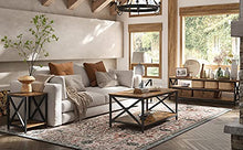 VASAGLE Tavolino, Comodino con Struttura ad X in Acciaio e Ripiano Inferiore, Stile Farmhouse Industriale, 40 x 40 x 50 cm, Marrone Vintage e Nero LET277B01
