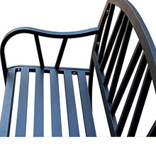 Panchina da Giardino A 2 Posti con Schienale, Panca da Esterno in Metallo Nero con Braccioli, Panca da Giardino Impermeabile per Cortile, Patio, Parco, Area Pubblica 120x60x80cm