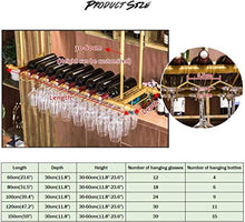 HTDZDX Bar/Pub Wine Rack Ripiani con Supporto Calici Floating - Muro Hanging Ferro Vino E Bottiglie di Vetro Cabinet Organizer - Gold Frame - Parete Soffitto Decor (Size : 150cm)