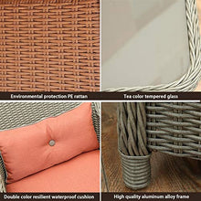 HLZY Tavolo in Vimini in Rattan mobili in Patio e Set Sedia, Arredamento da Esterni Rattan Garden Mobili Set Vetro Top Tavolino da caffè Patio Set tavolino da caffè Conversazione Patio all'aperto