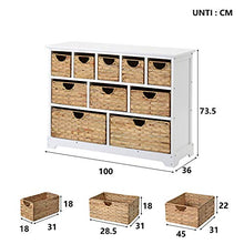WGYDREAM Comodino Grande Cassettiera con 10 Cestini Cassetti in Legno Massello Contenitore Organizer Armadio per Corridoio Bagno Soggiorno