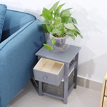 DFGH Accanto al Tavolo, 2 Pz/Set Semplice Comodino in Legno da Letto in Legno Stand Notturno con Cassetto E Cestino di Stoccaggio (Grigio)