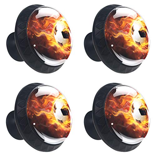 Set di 4 maniglie rotonde per armadio da cucina, credenza, cassettiera, cassettiera, con viti, per cucina, comò, armadietto, bagno, guardaroba, pallone da fuoco sportivo