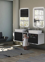 Mobile bagno sospeso moderno Bellagio sospeso grafite, misura cm 175, con specchio a led, top e lavabo